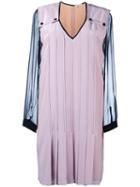 Marco De Vincenzo V-neck Dress, Women's, Size: 44, Pink/purple, Polyester/silk