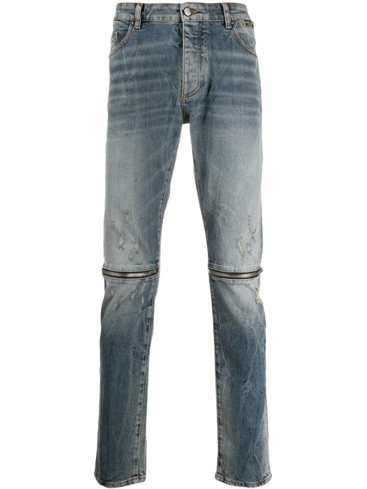 Palm Angels Zipper Details Straight Jeans - Blue