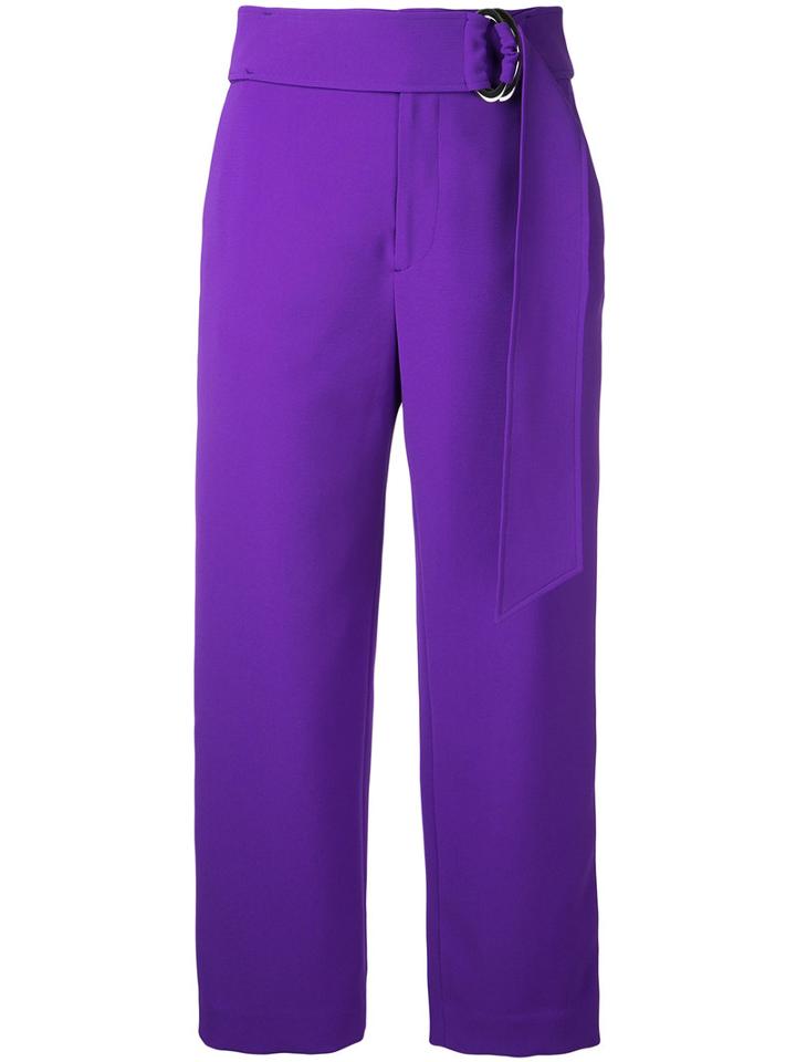 Relaxed Belted Trousers - Women - Polyester/acetate - 34, Pink/purple, Polyester/acetate, Le Ciel Bleu
