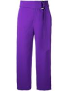 Relaxed Belted Trousers - Women - Polyester/acetate - 34, Pink/purple, Polyester/acetate, Le Ciel Bleu