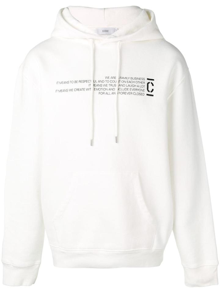 Closed Script Print Hoodie - White