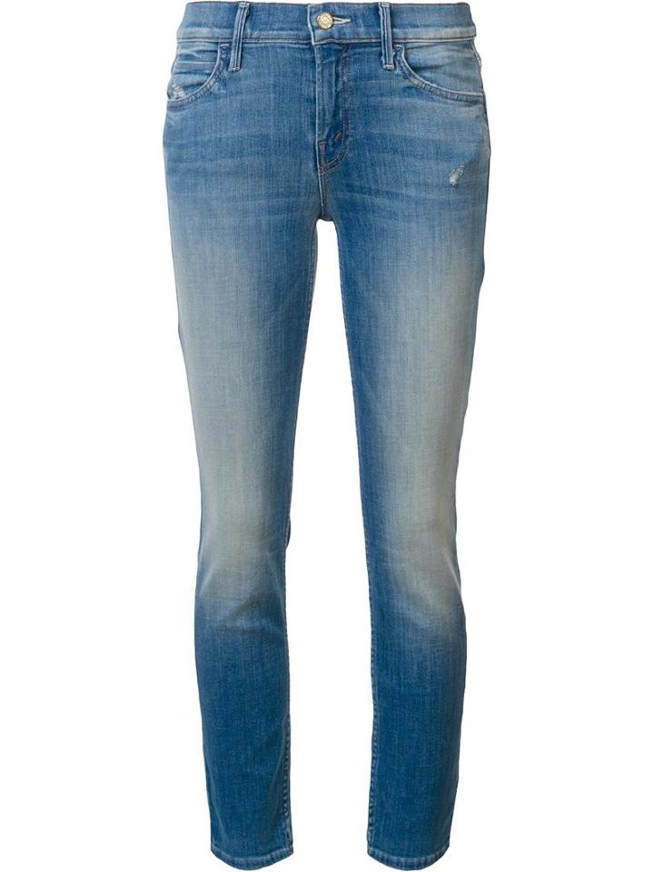 Mother Stonwash Effect Skinny Jeans, Women's, Size: 27, Blue, Cotton/polyester/spandex/elastane