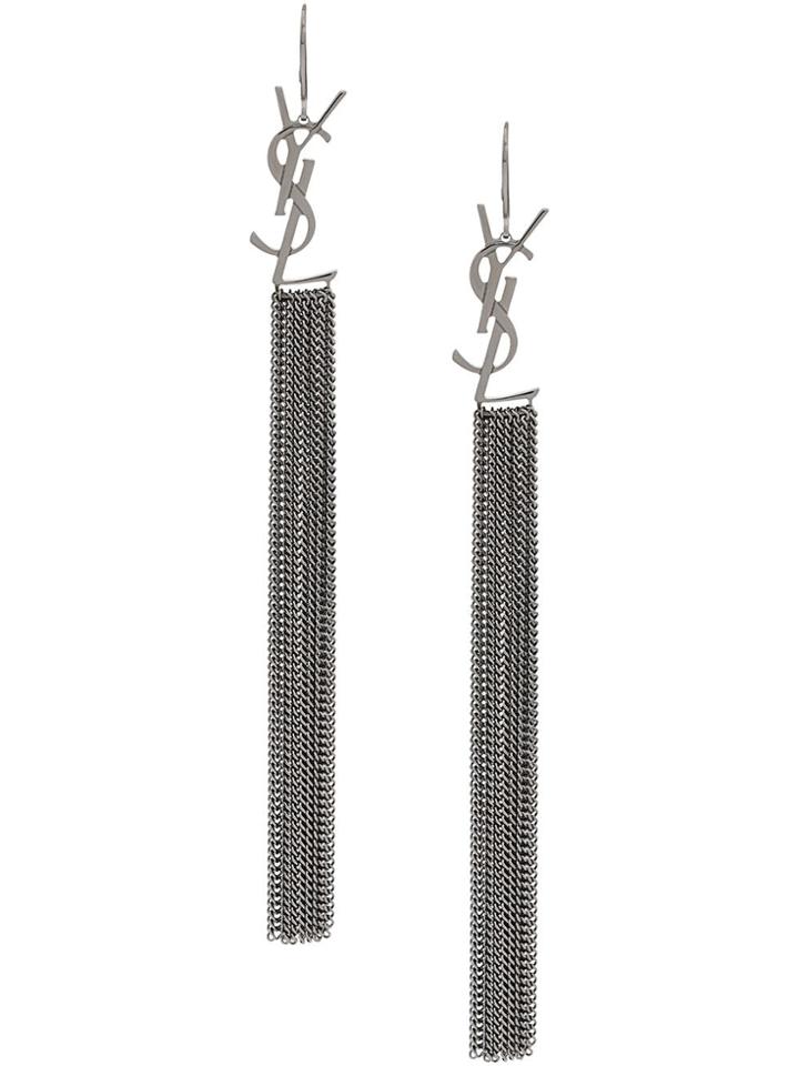 Saint Laurent Monogram Tassel Earrings - Metallic