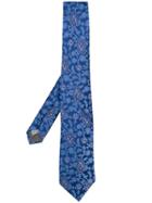 Canali Paisley Floral Print Tie - Blue