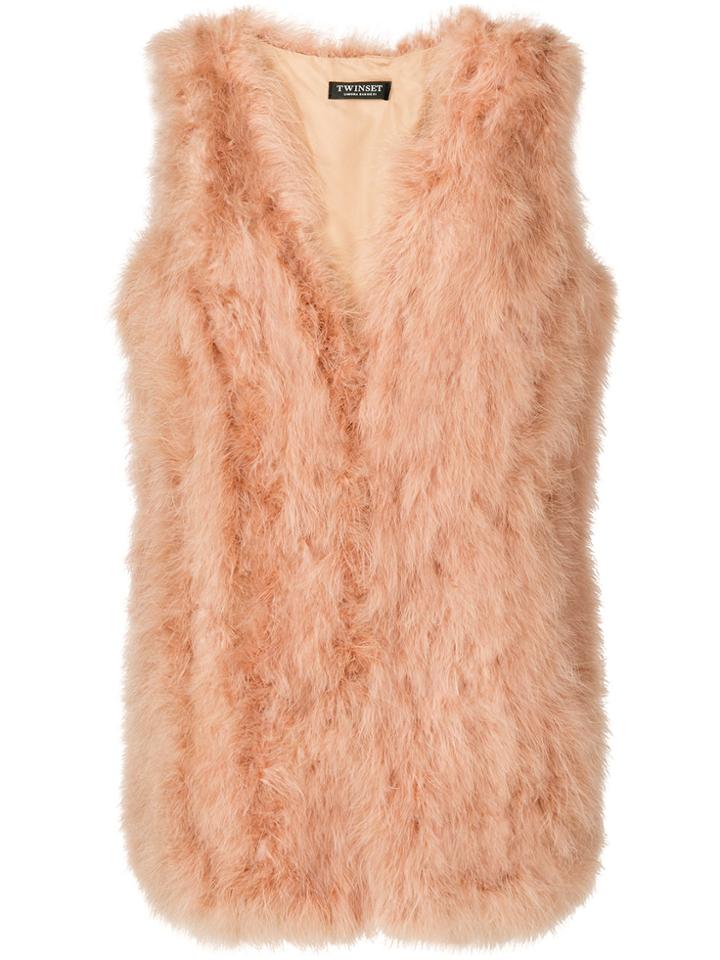 Twin-set Feathers Sleeveless Jacket - Nude & Neutrals