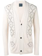 Laneus Metallic Embellished Cardigan, Men's, Size: 50, Nude/neutrals, Cotton