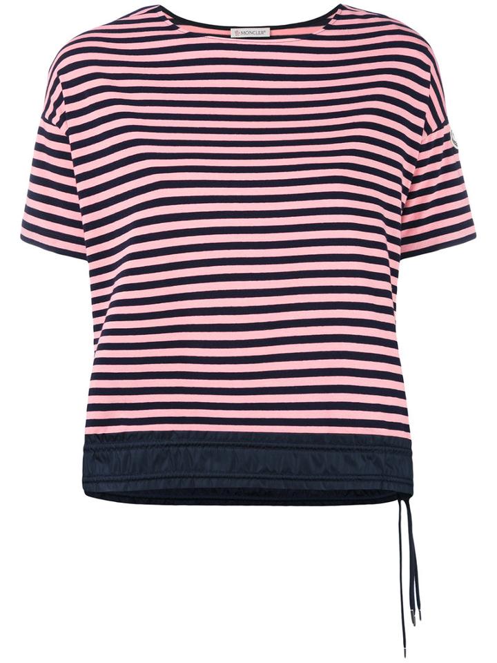 Moncler Drawstring Hem Striped T-shirt, Women's, Size: Large, Pink/purple, Cotton/spandex/elastane/polyamide