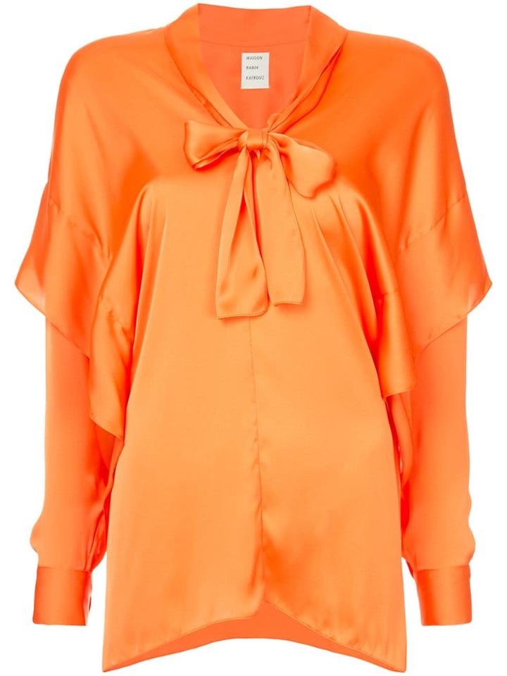 Maison Rabih Kayrouz Pussy Bow Layered Blouse - Orange