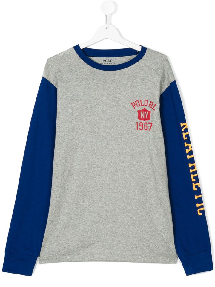 Ralph Lauren Kids Teen Raglan T-shirt With Print - Grey