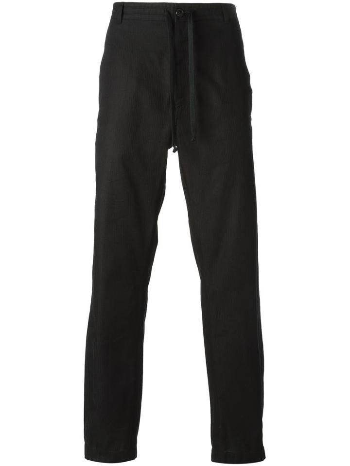 Ann Demeulemeester Striped Trousers, Men's, Size: Medium, Black, Cotton