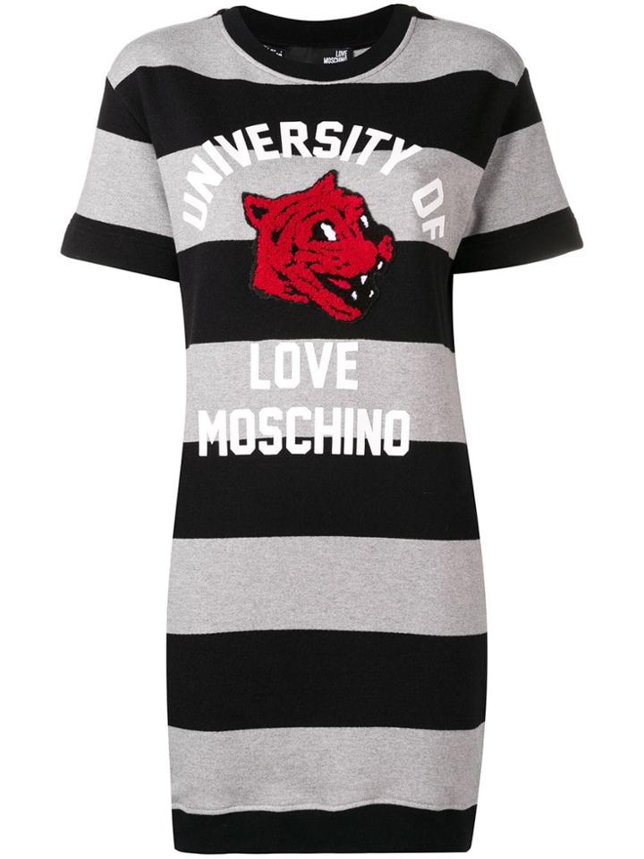 Love Moschino Striped T-shirt Dress - Grey