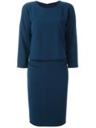 Armani Collezioni Front Pockets Dress, Women's, Size: 44, Blue, Polyester/spandex/elastane