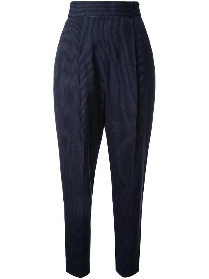 Enföld Pleated Tapered Trousers, Women's, Size: 36, Blue, Silk/wool
