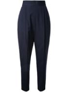 Enföld Pleated Tapered Trousers, Women's, Size: 36, Blue, Silk/wool