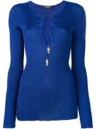 Roberto Cavalli Lace-up Rib Knit Top
