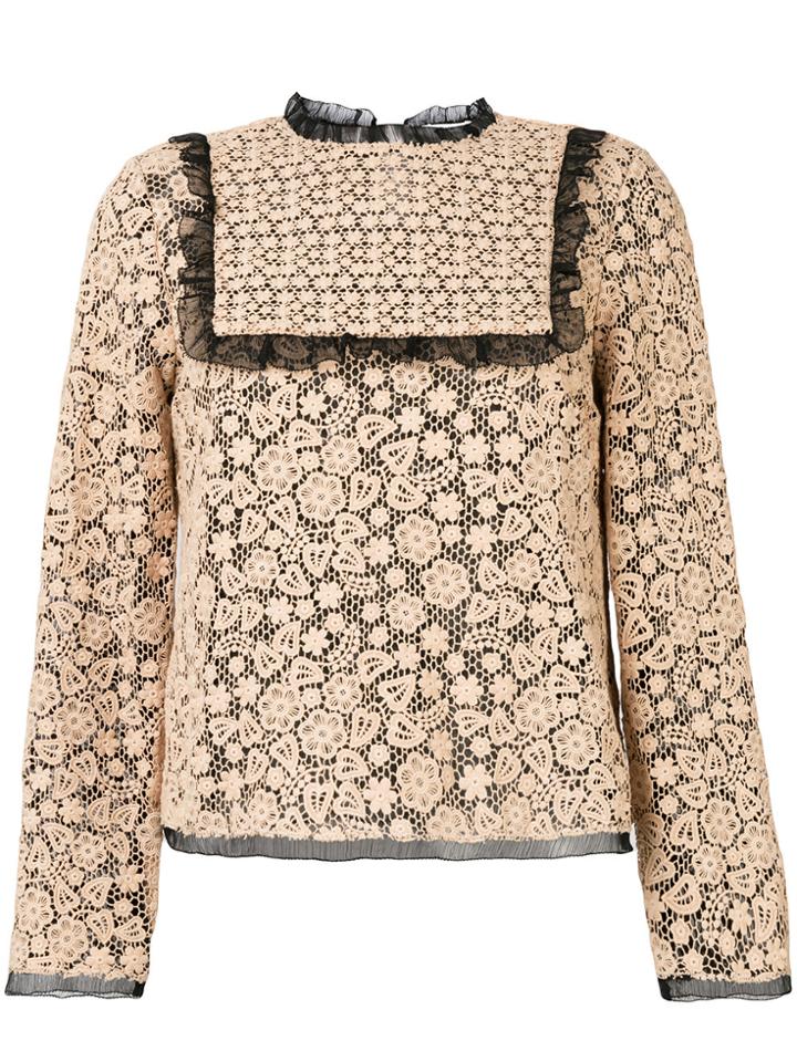 Red Valentino Lace Embroidered Blouse - Nude & Neutrals