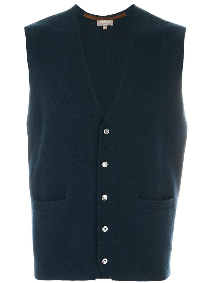 N.peal The Chelsea Milano Cashmere Waistcoat - Blue