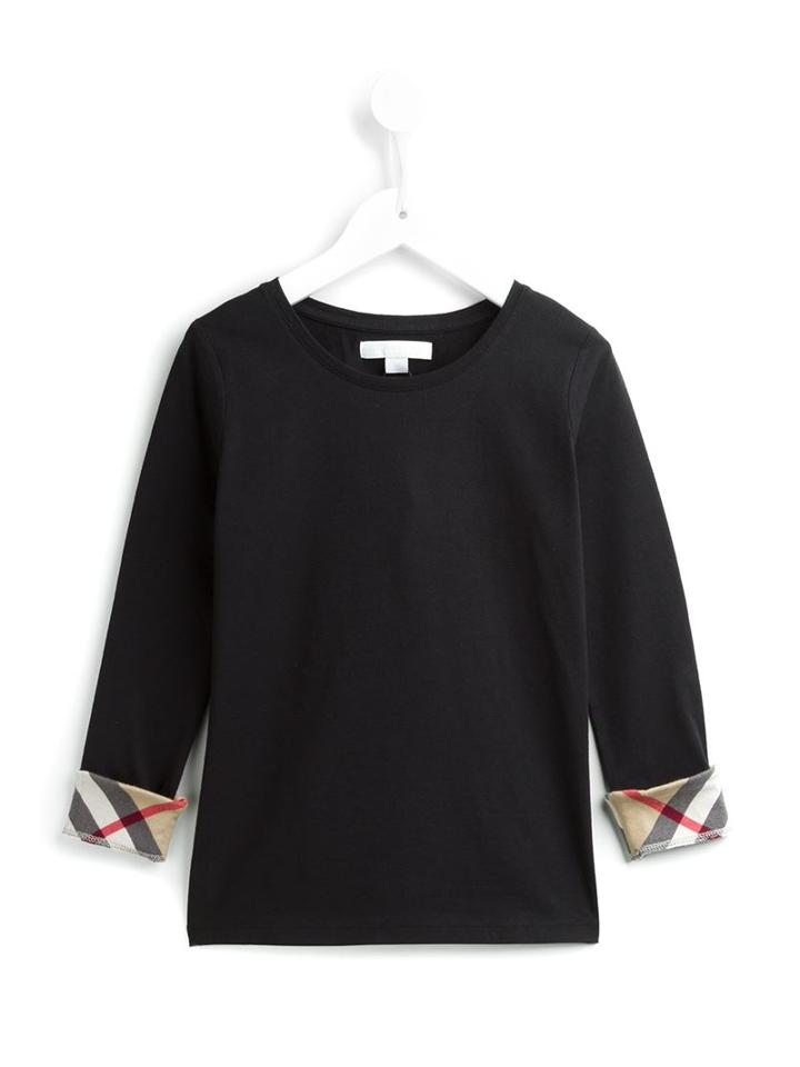 Burberry Kids House Check Cuffs Top, Girl's, Size: 10 Yrs, Black