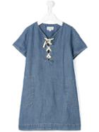 Hartford Kids - Neck-tie Denim Dress - Kids - Linen/flax/lyocell - 12 Yrs, Girl's, Blue