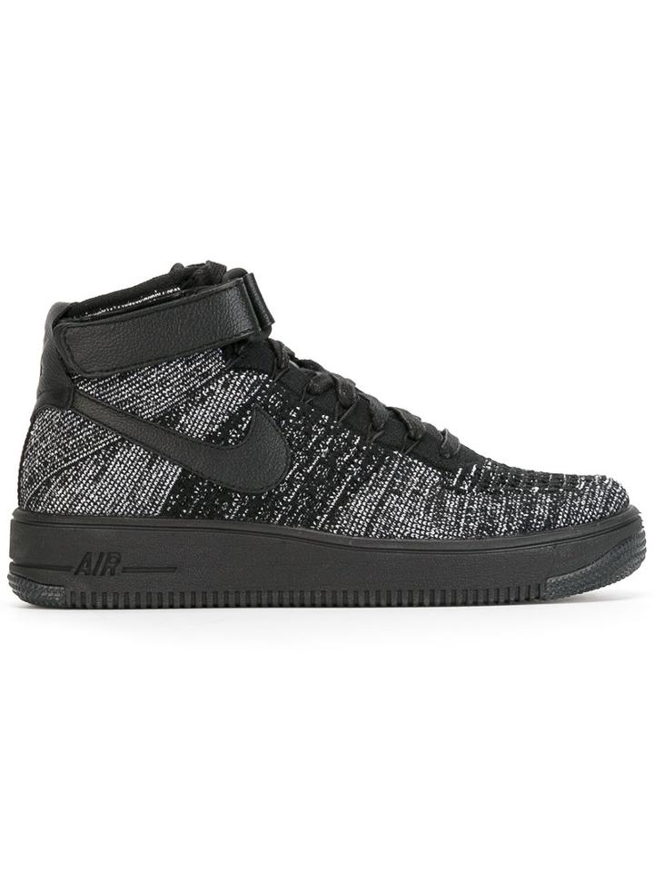 Nike Air Force 1 Flyknit Sneakers, Women's, Size: 37.5, Black, Cotton/leather/rubber