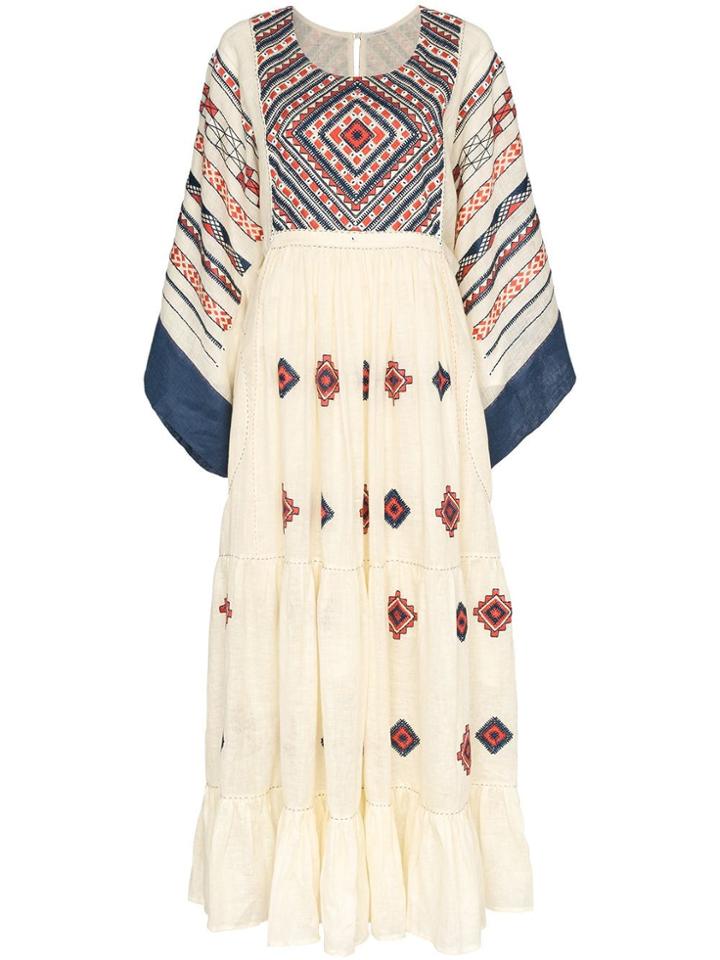 Vita Kin Embroidered Linen Maxi Dress - White