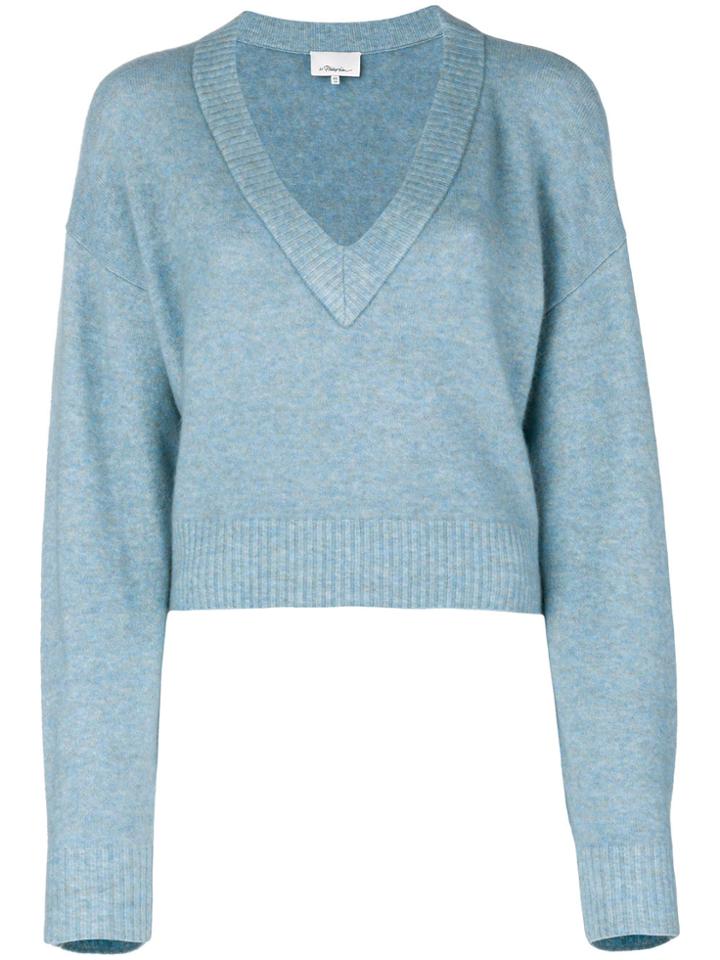 3.1 Phillip Lim Cropped V-neck Sweater - Blue