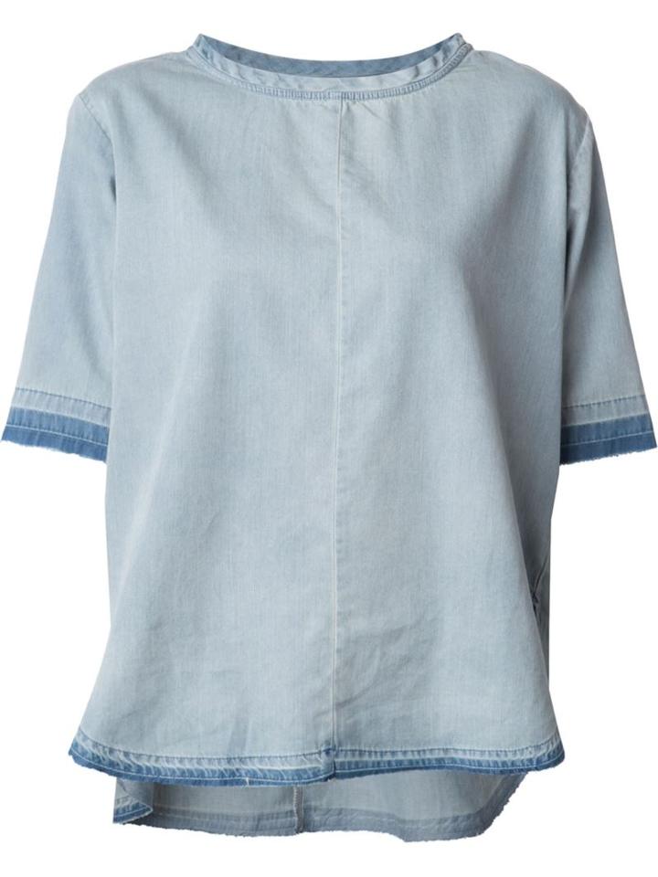 Closed Two-tone Denim T-shirt, Women's, Size: Medium, Blue, Cotton