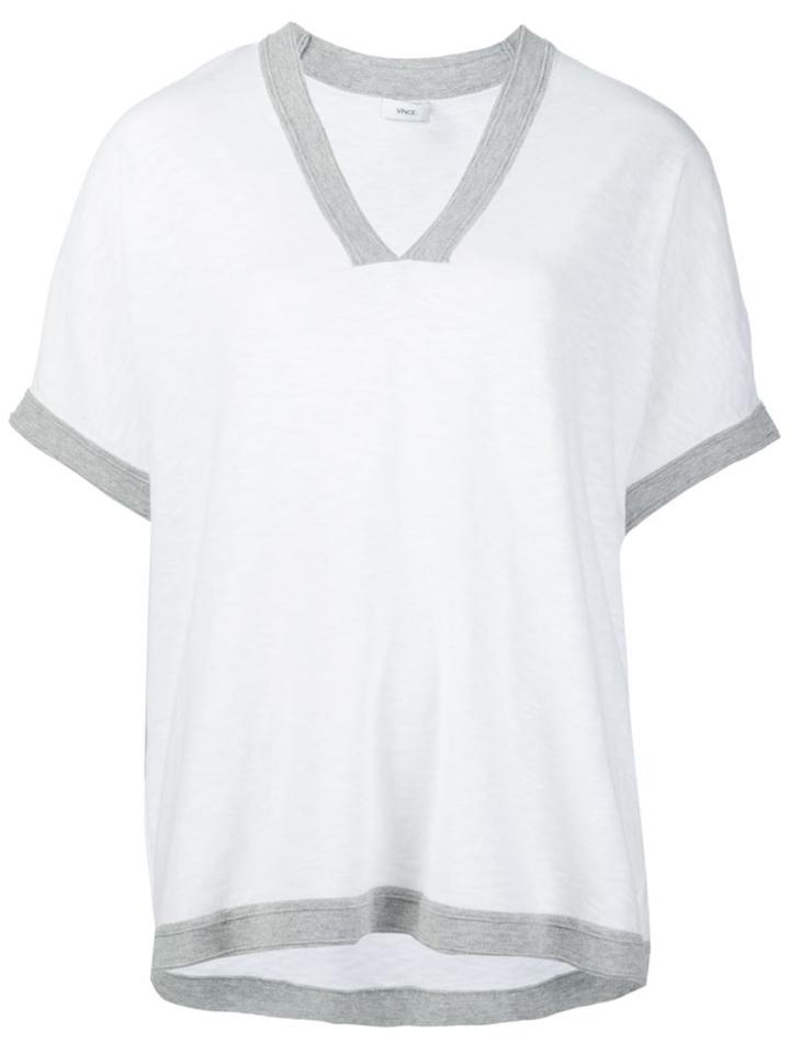 Vince V-neck Cocoon T-shirt, Women's, Size: S, White, Cotton/spandex/elastane