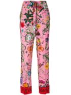 Gucci - Pyjama Style Floral Trousers - Women - Silk - 44, Pink/purple, Silk