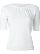 Mm6 Maison Margiela Gathered Neck Open Back T-shirt, Women's, Size: Large, White, Cotton