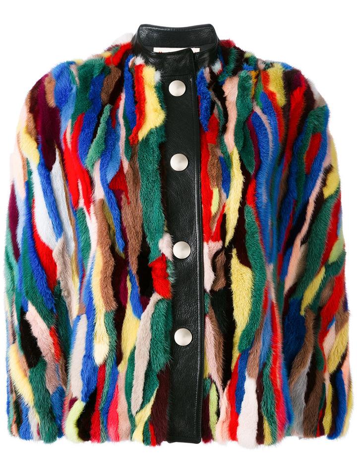 Marni - Fur Snap Closure Cape - Women - Silk/goat Skin/mink Fur - 42, Silk/goat Skin/mink Fur