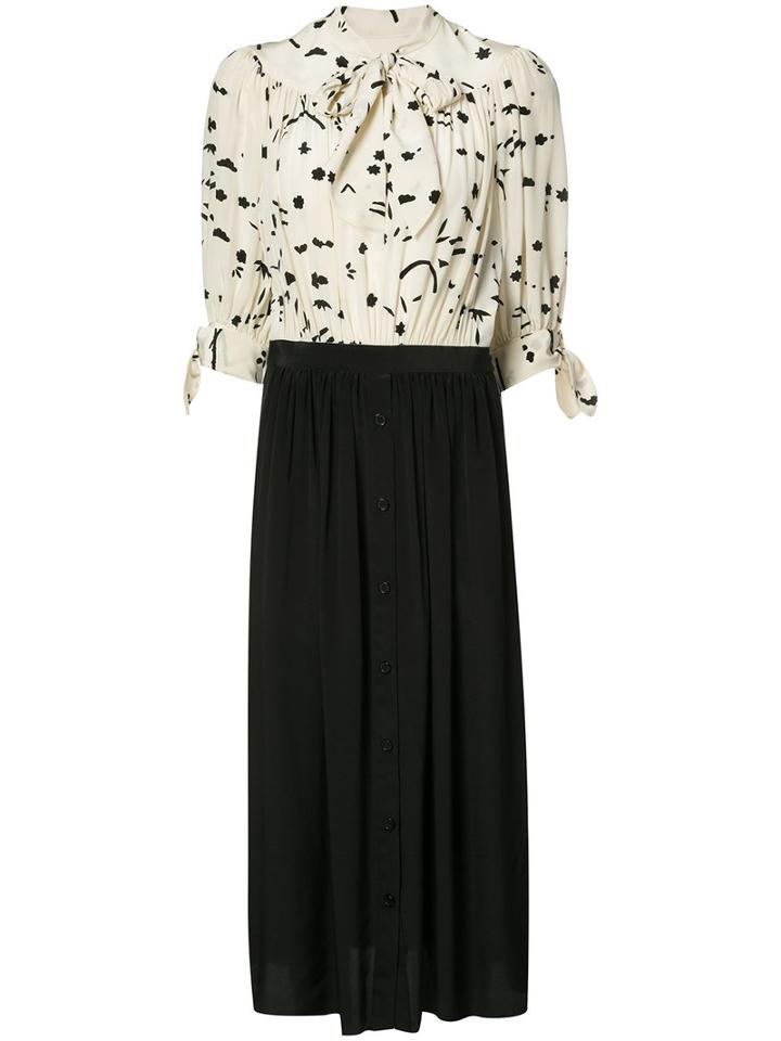 Maison Mayle - Tied Neck Buttoned Dress - Women - Silk - 6, White, Silk