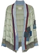 Greg Lauren 'padded Kimono' Patchwork And Quilted Jacket - Green