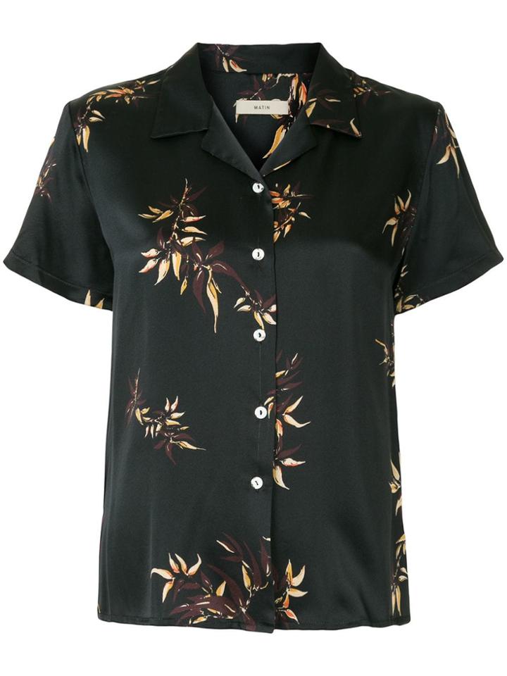 Matin Bamboo Print Shirt - Black