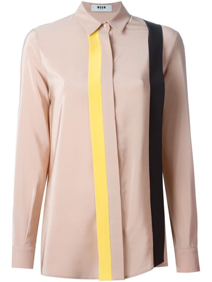 Msgm Striped Shirt, Women's, Size: 46, Nude/neutrals, Silk