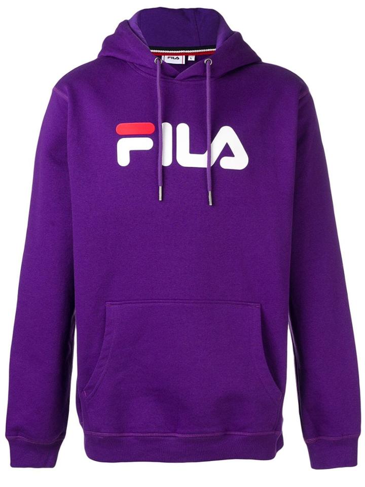 Fila Logo Print Hoodie - Purple