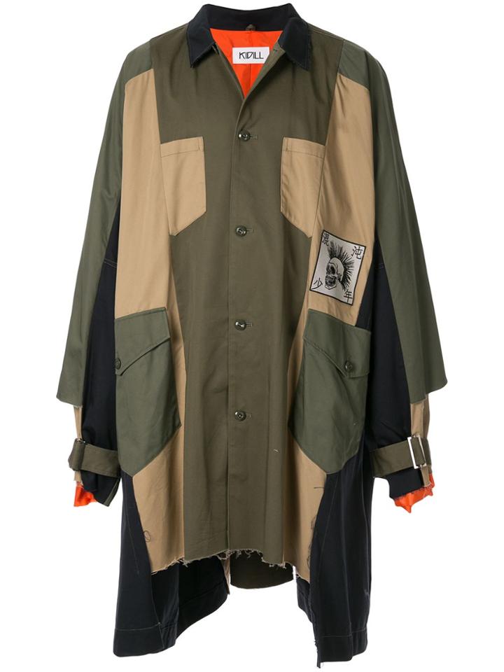 Kidill Oversized Panelled Shirt Jacket - Green