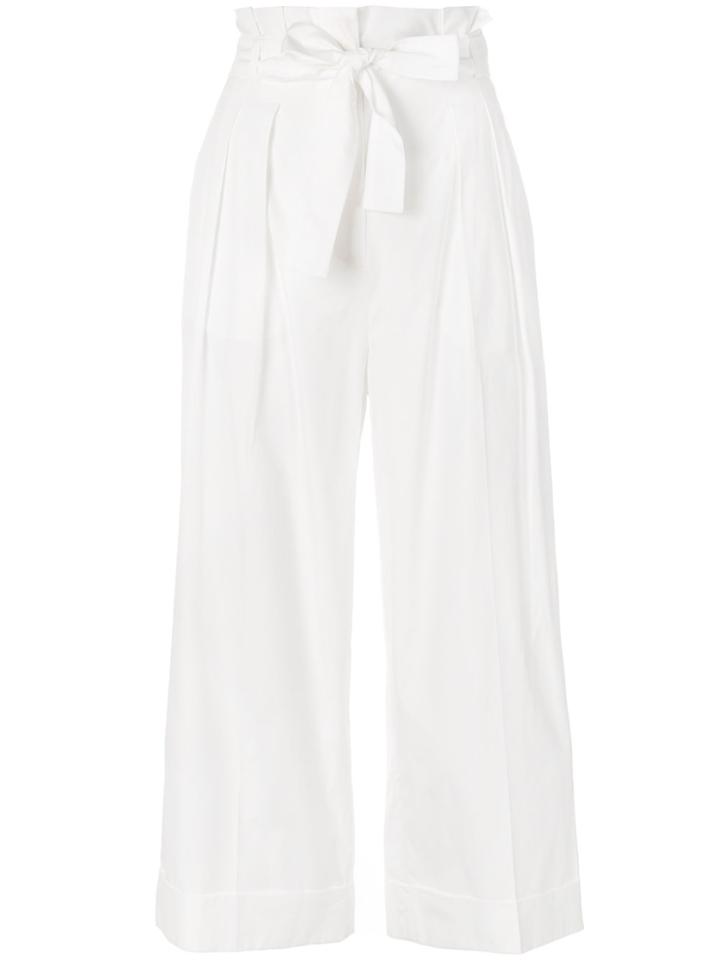 Max Mara Studio Tie Waist Cropped Trousers - White