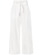 Max Mara Studio Tie Waist Cropped Trousers - White