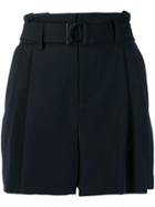 Vince Belted Pleat Detailed Shorts - Blue