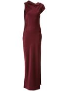 Paule Ka One Shoulder Evening Drs Drap Collar Crepe Satin 82%ta 18%pl