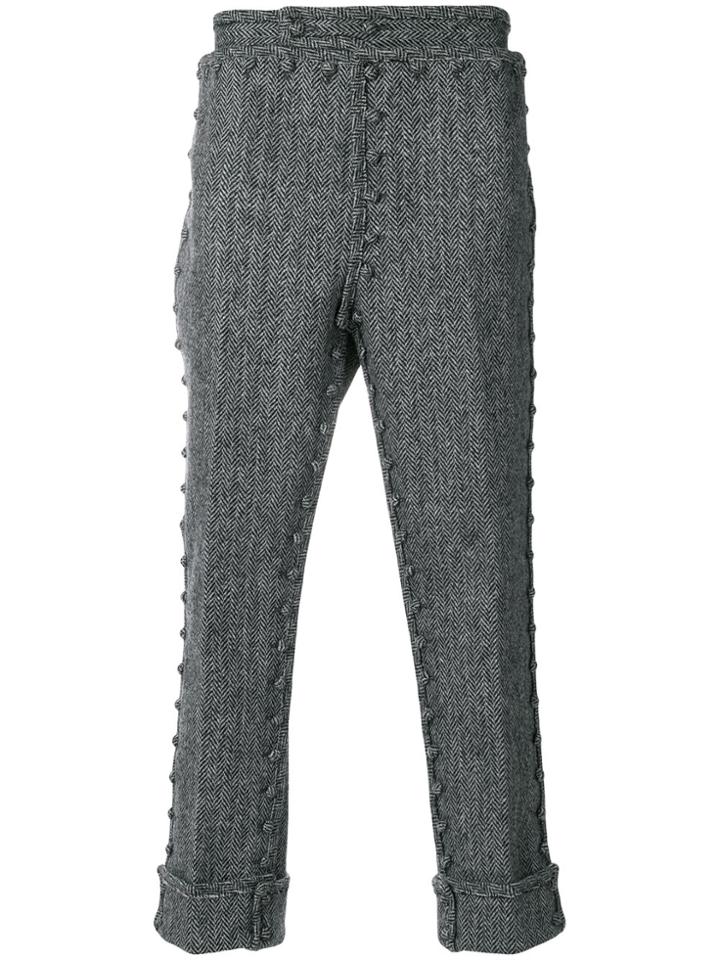 Thom Browne Buttoned Trim Trousers - Black