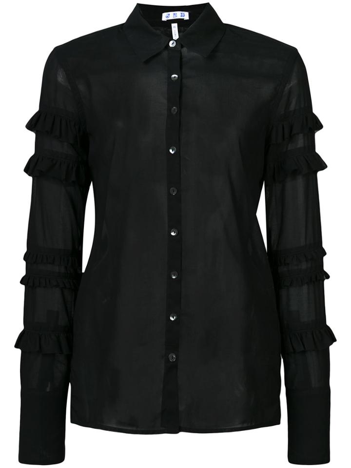 Jed Frilled Sheer Shirt - Black