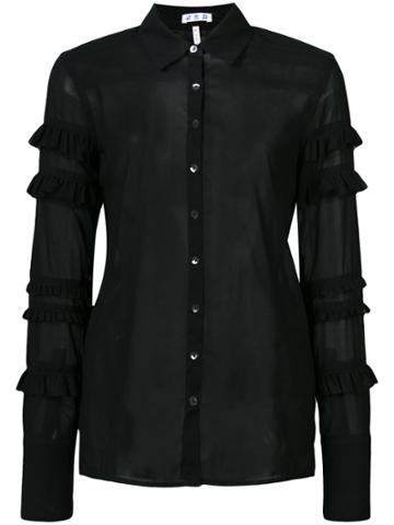 Jed Frilled Sheer Shirt - Black