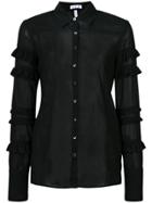 Jed Frilled Sheer Shirt - Black