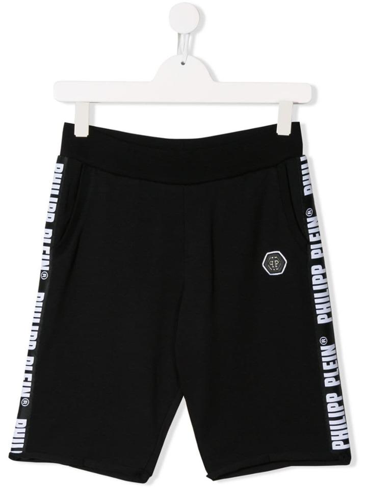 Philipp Plein Junior Contrast Logo Shorts - Black