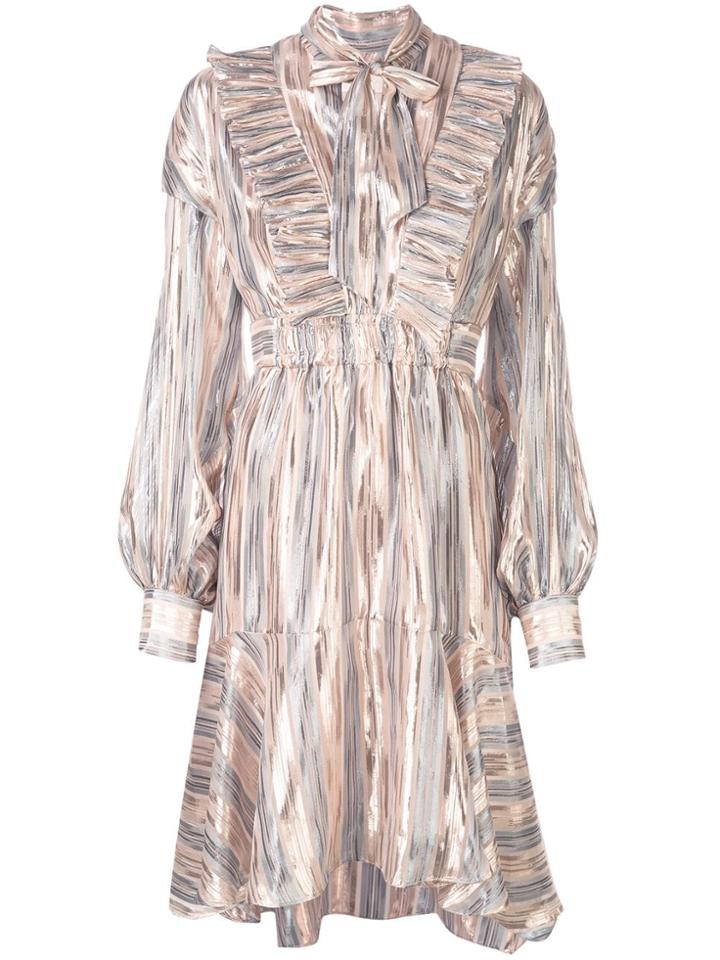 Peter Pilotto Tied Neck Ruched Dress - Silver