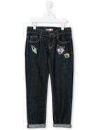 Msgm Kids Embroidered Jeans, Girl's, Size: 12 Yrs, Blue