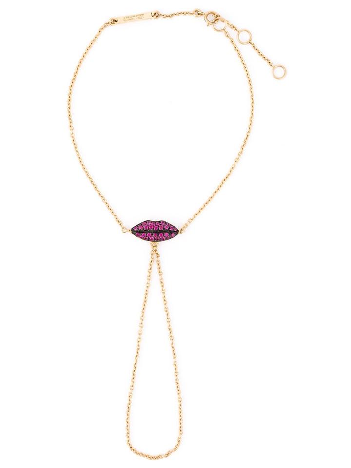 Delfina Delettrez 18kt Gold Ruby Lips Charm Wrist Ring Bracelet -