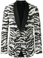 Dolce & Gabbana Zebra Pattern Jacket, Men's, Size: 48, Black, Silk/spandex/elastane/polyester/virgin Wool